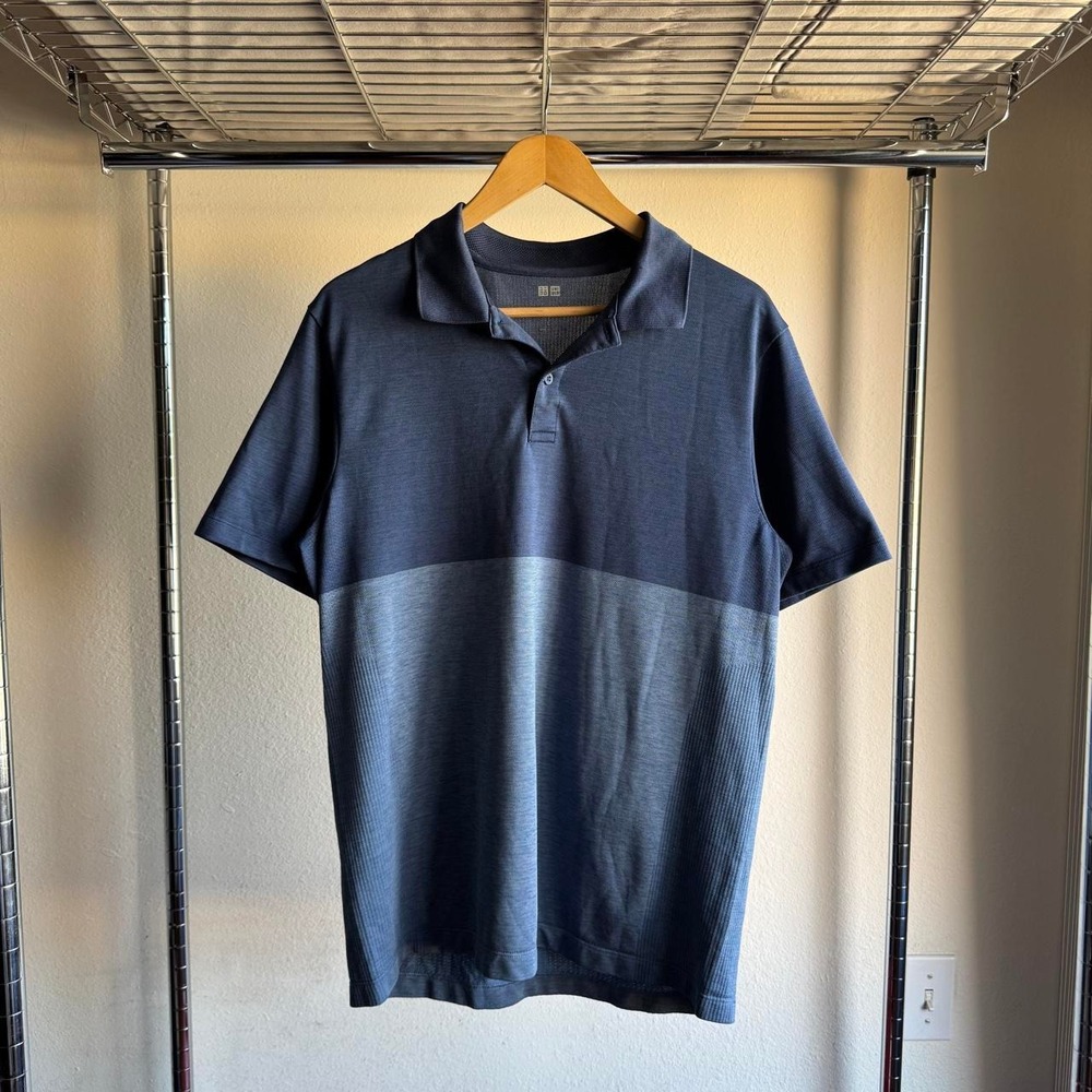 Uniqlo Dry-EX Polo Shirt Mens Large Navy Colorblock Techwear Golf Athleisure